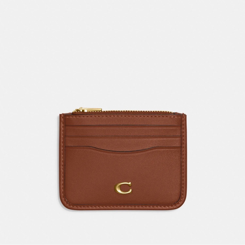 Coach Zip Card Case in Saddle